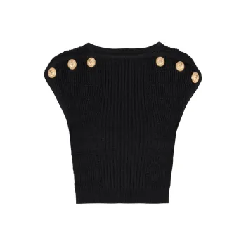 BALMAIN Ribbed knit Cropped Top