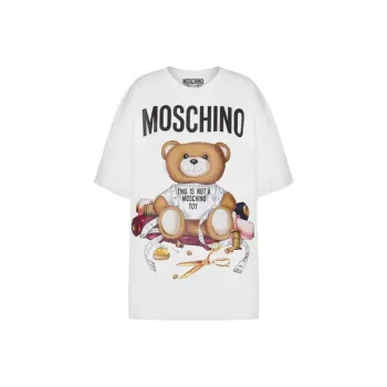 MOSCHINO SS23 Drop Shoulder Sleeve T Shirt Women's White
