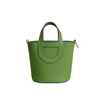 HERMES In The Loop Clemence Bullock Leather With Swift Calfskin Handbag 18 Women's Silk Green