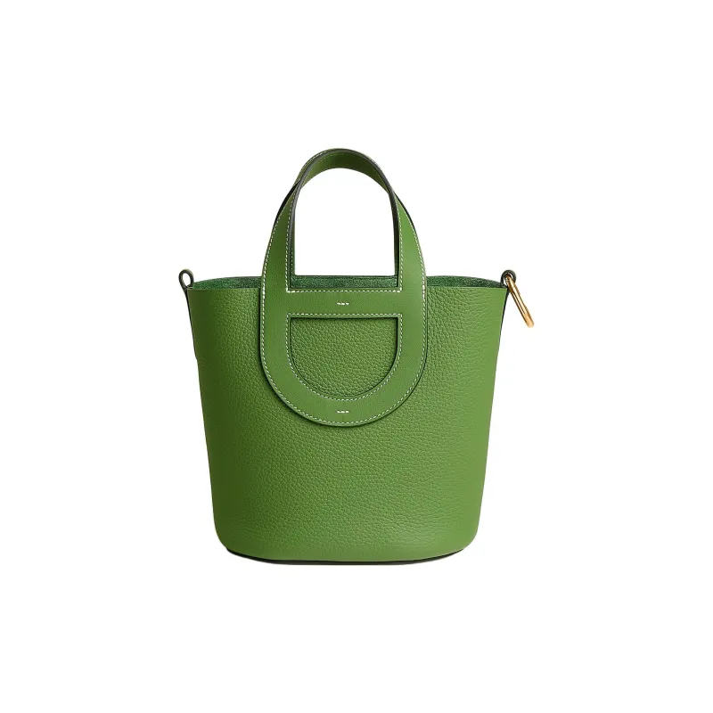 HERMES In The Loop Clemence Bullock Leather With Swift Calfskin Handbag 18 Women's Silk Green-0