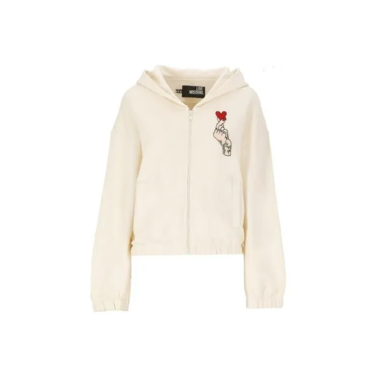LOVE MOSCHINO Logo Patch Zip Up Hoodie-0