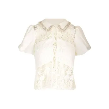 Self portrait Faux pearl Detail Guipure lace Blouse