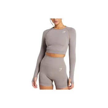 GYMSHARK T Shirt Women's Warm Taupe Mud Gray
