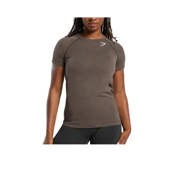GYMSHARK T Shirt Women's Brown Mud Limestone