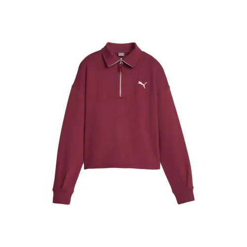 PUMA HER Women's High Neck Half Zip Sweatshirt Jacket Women's Red