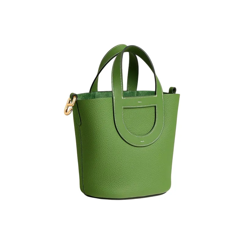 HERMES In The Loop Clemence Bullock Leather With Swift Calfskin Handbag 18 Women's Silk Green-1