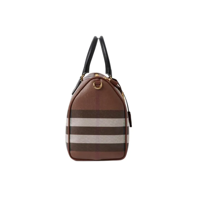 Burberry Calfskin Bowling Bag, Shoulder Bag, Crossbody Bag, Handbag Medium Size Women's Dark Birch Brown-1