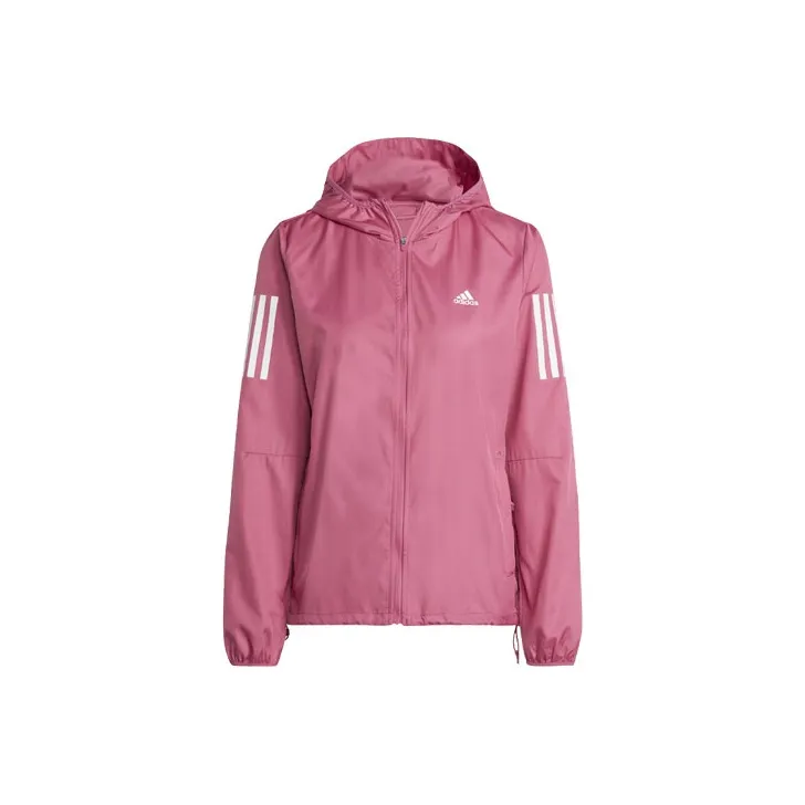 Adidas Own The Run Hooded Running Windbreaker Jackets & Coats Women's Pink-0