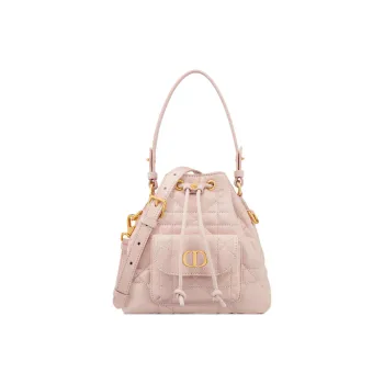 DIOR Caro Sheepskin With Calfskin Bucket Bag, Shoulder Bag, Crossbody Bag, Handbag Mini Women's Pink