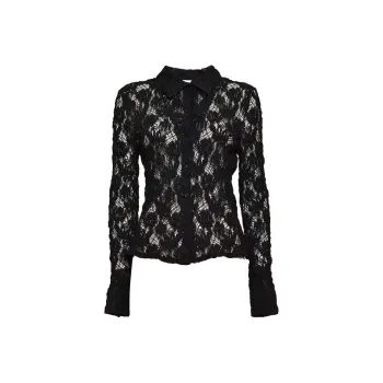 MSGM Floral Laced Semi Sheer Shirt