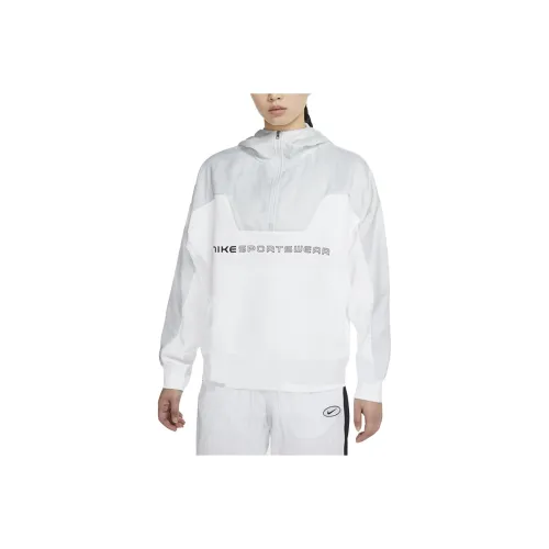 Nike Women's Colorblock Half Zip Hooded Jacket White