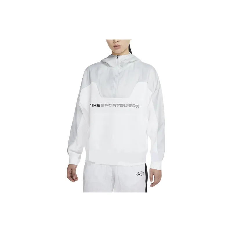 Nike Women's Colorblock Half-Zip Hooded Jacket White-0