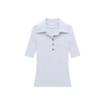 COURREGES Rib Knit Polo 'Iceberg'