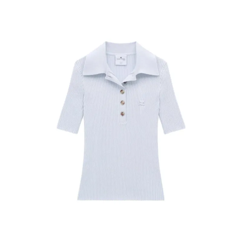 Courrèges Signature Ribbed Polo Top-0