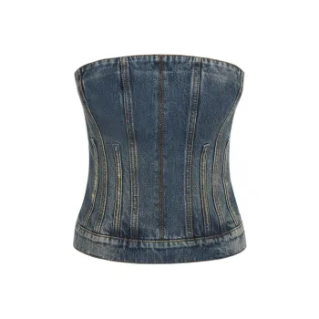 Alexander McQueen Bustier Denim Top