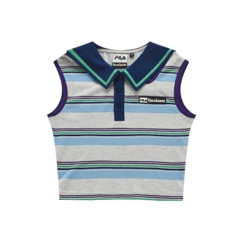 FILA FUSION x FACETASM Polo Shirt Women's Silver Flower Gray