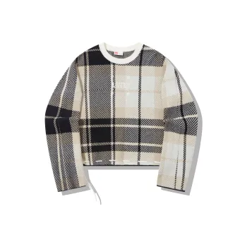 LiNing x PLEASURES Knitwear Women's Black Ivory Plaid Color Set