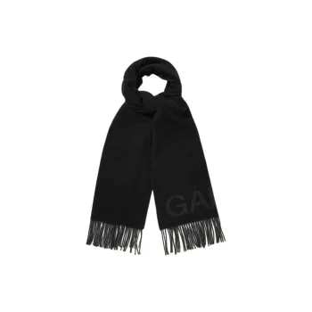 GANNI Wool, Recycled Fiber Knit Scarves Unisex Black