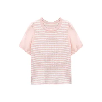 A Paradise For Awakening Puff Sleeve T Shirt Women's Pink