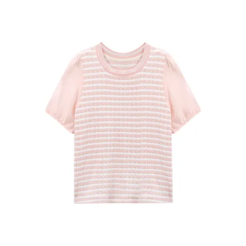 A Paradise For Awakening Puff Sleeve T Shirt Women's Pink