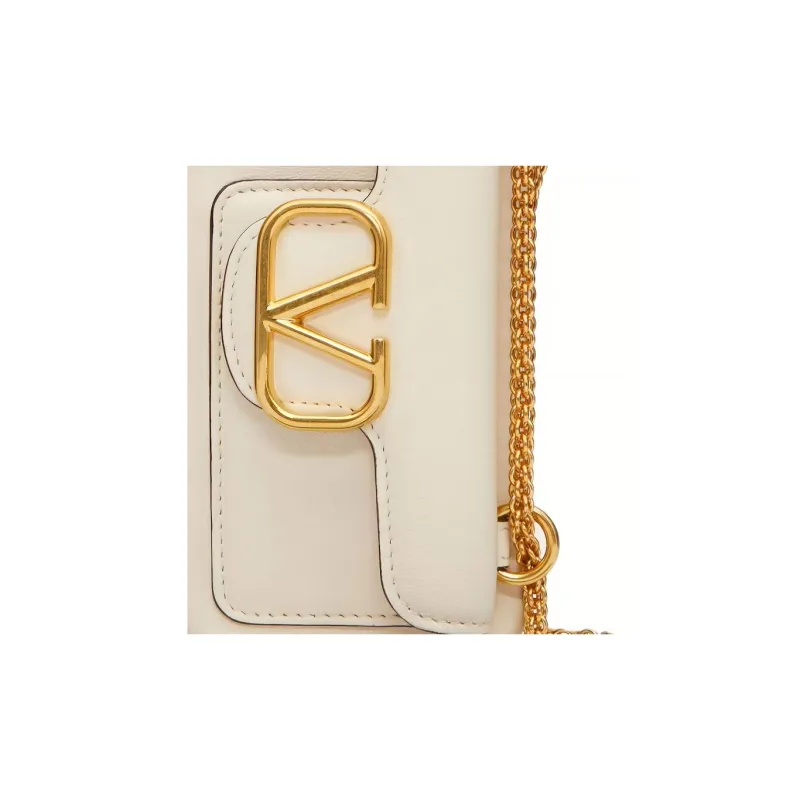 Valentino Calfskin One Shoulder Crossbody Cell Phone Pouch Women's White-3