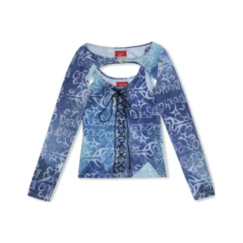 GUESS T Shirt Women's Blue Print