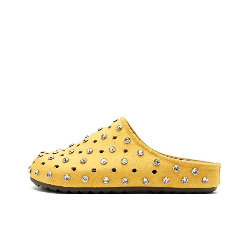 WESTLINK Cut Out Rhinestone Slip Resistant Closed Toe Slippers Women's-7