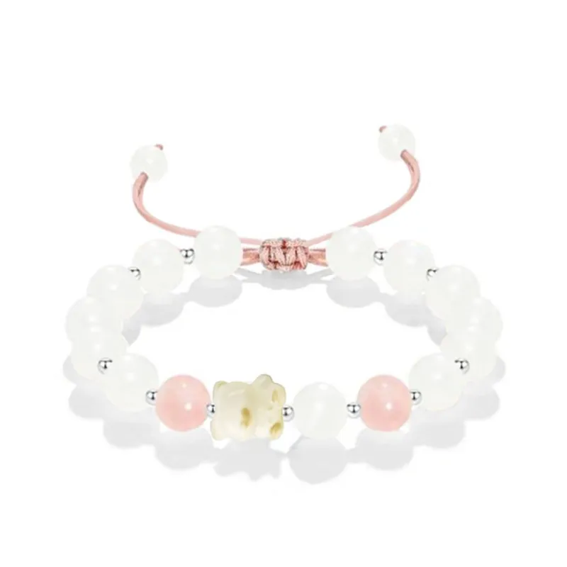Blooming Petals White Jade Bodhi Bracelets Unisex-0