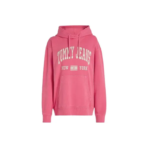 Tommy Hilfiger Varsity Logo Washed Relaxed Fit Hoody Sweatshirt Women's Pink