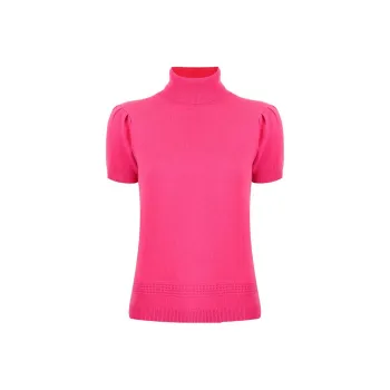 Paule Ka Roll-neck Shortsleeved Cashmere Top