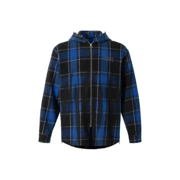 ZWMH Shirt Women's Blue Black Plaid