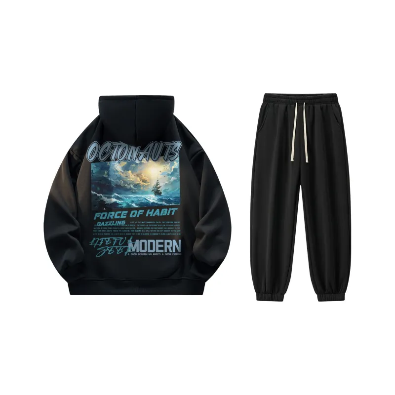 Small Columns Under The Sea Sweatshirt Set Unisex-6