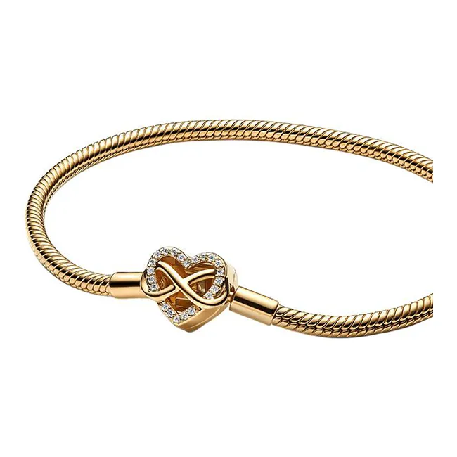 Pandora 925 Sterling Silver, Synthetic Cubic Zirconia Bracelets Women's Gold-1