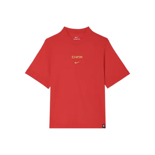 Nike 'CHINA TEAM' Women's Retro Sporty Drop Shoulder T Shirt Red