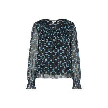 JZ. ANNAKRO Chiffon Shirts Women's Floral Black