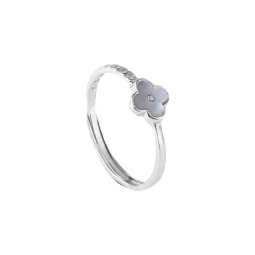 DAWO S999 Fine Silver Fresh Mother Of Pearl Four Leaf Clover Women's