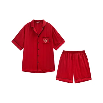 GUKOO Pajama Set Men's Gift Box Set Included Persimmon Red