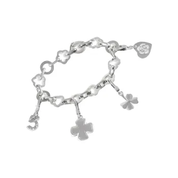 CHANEL 18K White Gold Four Charm Bracelet