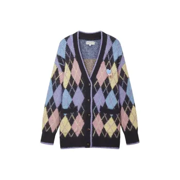 Teenie Weenie Knitwear Women's Dopamine Gray[Diamond Grid Pattern]