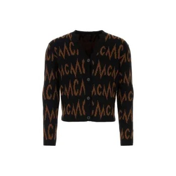 MCM Monogrammed Intarsia Button Up Cardigan