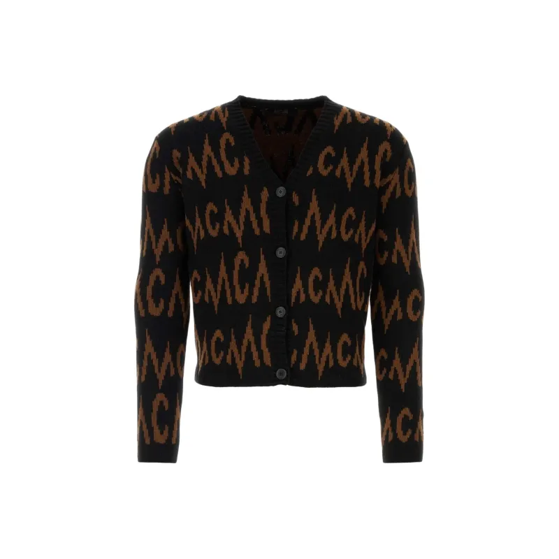 MCM Monogrammed Intarsia Button Up Cardigan-0