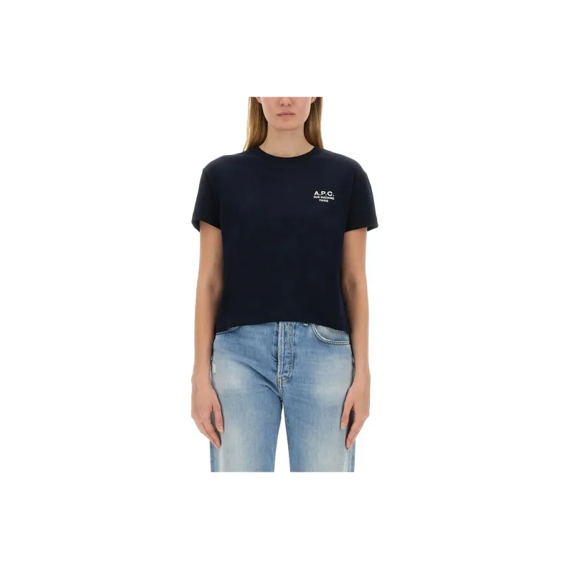 A.P.C Logo Embroidered Crewneck T Shirt-0