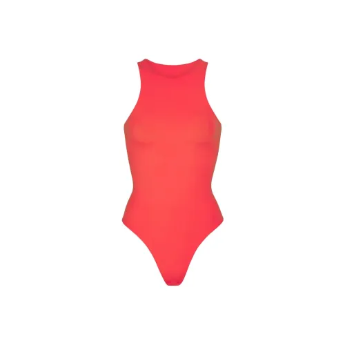 SKIMS FITS EVERYBODY HIGH NECK BODYSUIT Bodysuits Women's Poppy/Strawflower