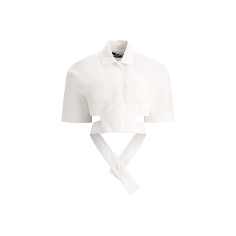 Jacquemus Bari Cropped Shirt 'White'-0