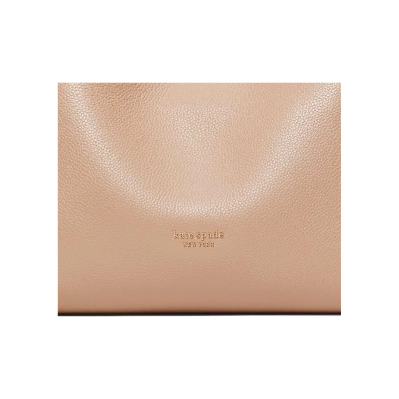 Kate Spade Knott Cow Leather Handbag Shoulder Bag Large Size Women's Warm Beige & Black-4