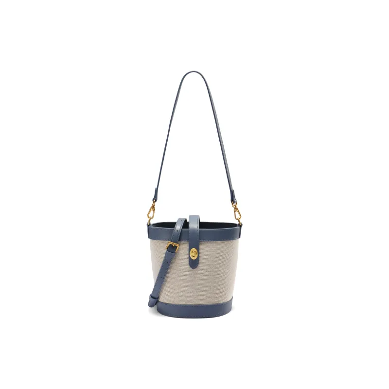 BELLE Fabric+Artificial Leather Bucket Bag Medium Size Women's Multicolor-0