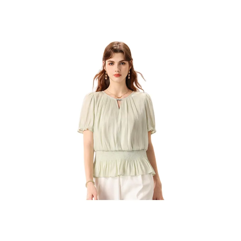 FENHONGMALI Shirt Women's Light Green-0