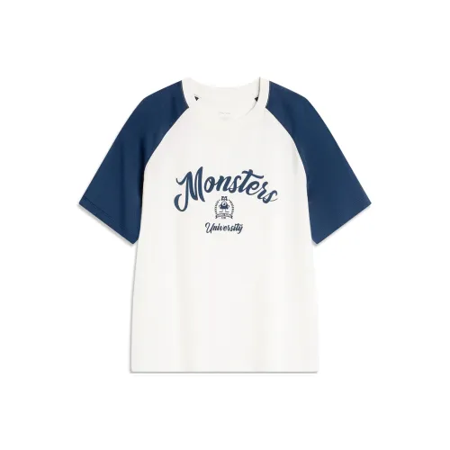 LiNing x DISHINIGUAISHOUDAXUELIANMING T Shirt Women's Ivory/Dark Simple Blue