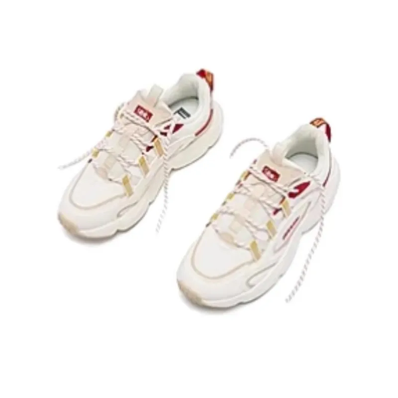 QIAODAN Star Moon Lightweight Height Increasing Warm Low Top Chunky Sneakers Women's Beige Pink-2