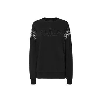 PHILIPP PLEIN Crystal Iconic Cotton Sweatshirt